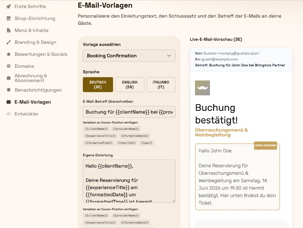 Gustaio Custom Email Templates Editor