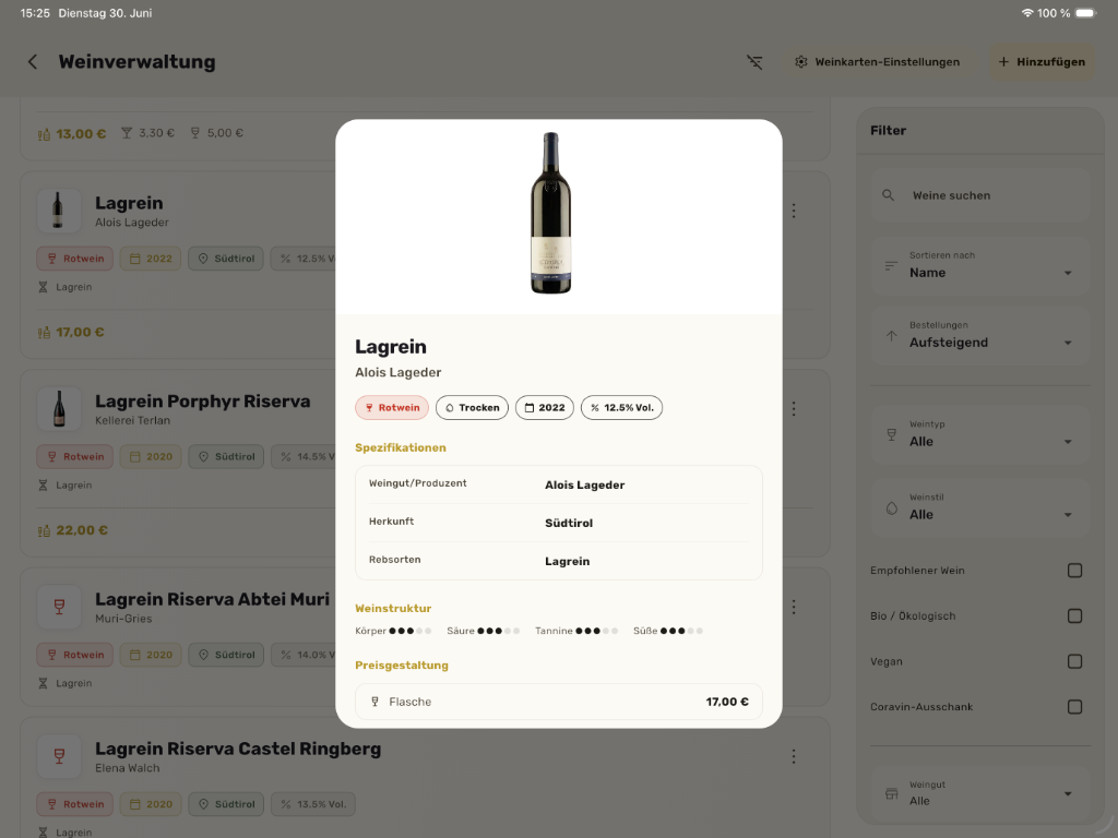 Gustaio Wine Management Detail